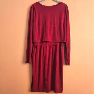 Betabrand Red Long Sleeve Travel Dress with Pockets | Size M
